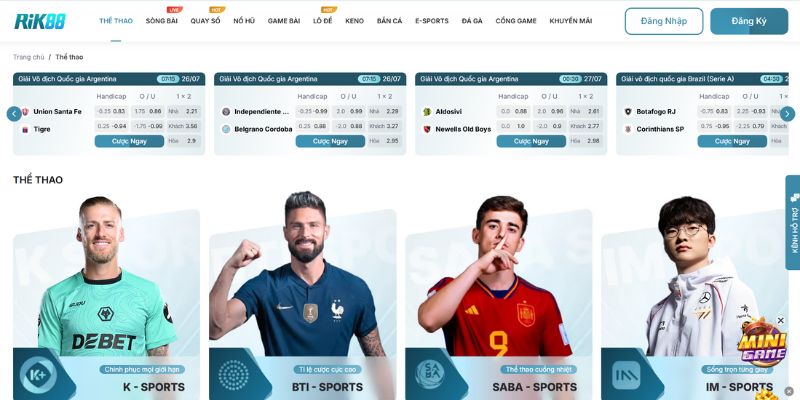 RIK88 - Điểm Đến Giải Trí Trực Tuyến Đáng Tin Cậy Nhất 2025 2 Tìm hiểu sảnh thể thao tại nhà cái RIK88